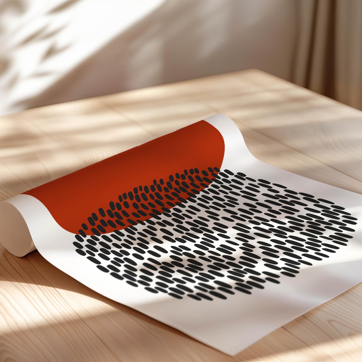 Fun Red and Black Abstract Print - Modern Graphic Art with Bold Shapes