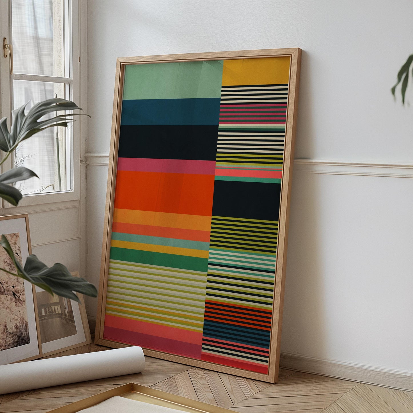 Funky Colorful Stripe Art Print - Maximalist Decor