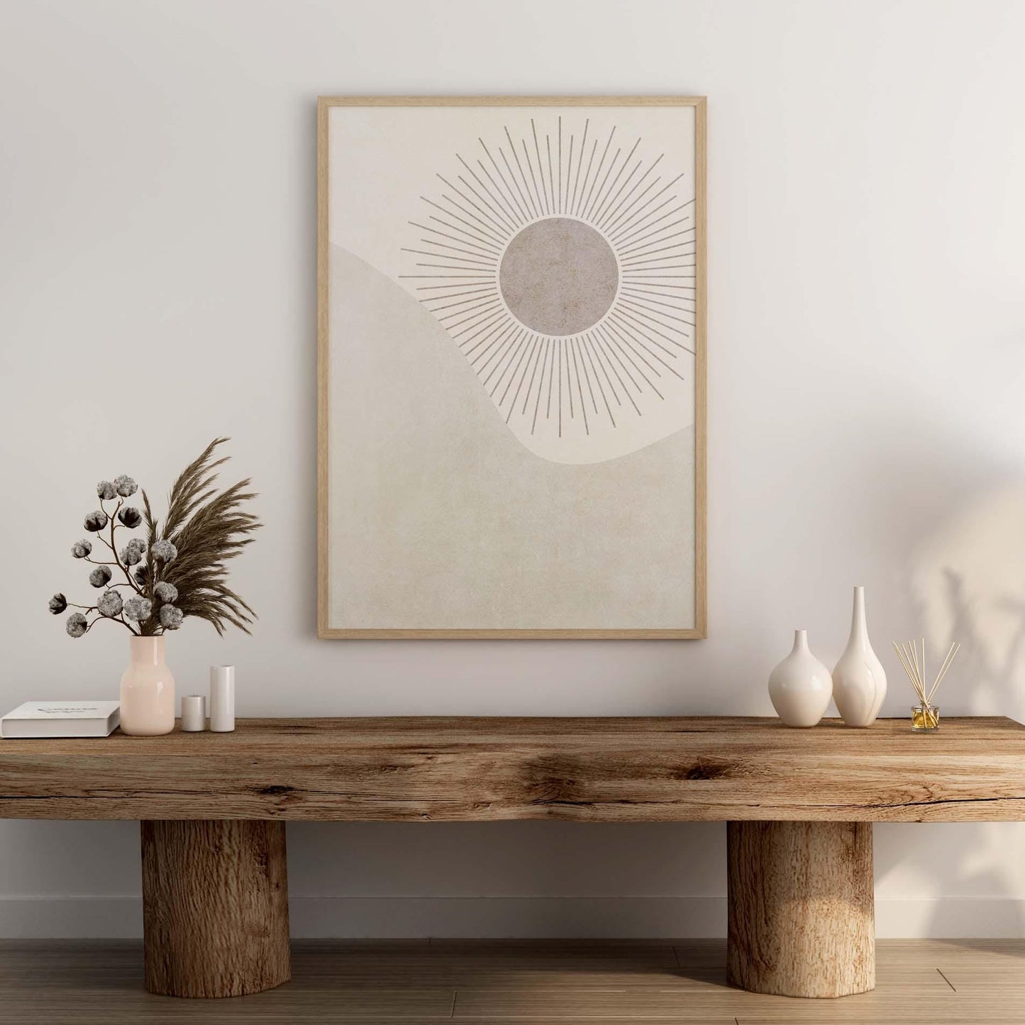 Boho Moon and Sun Prints: Neutral Bedroom Wall Art