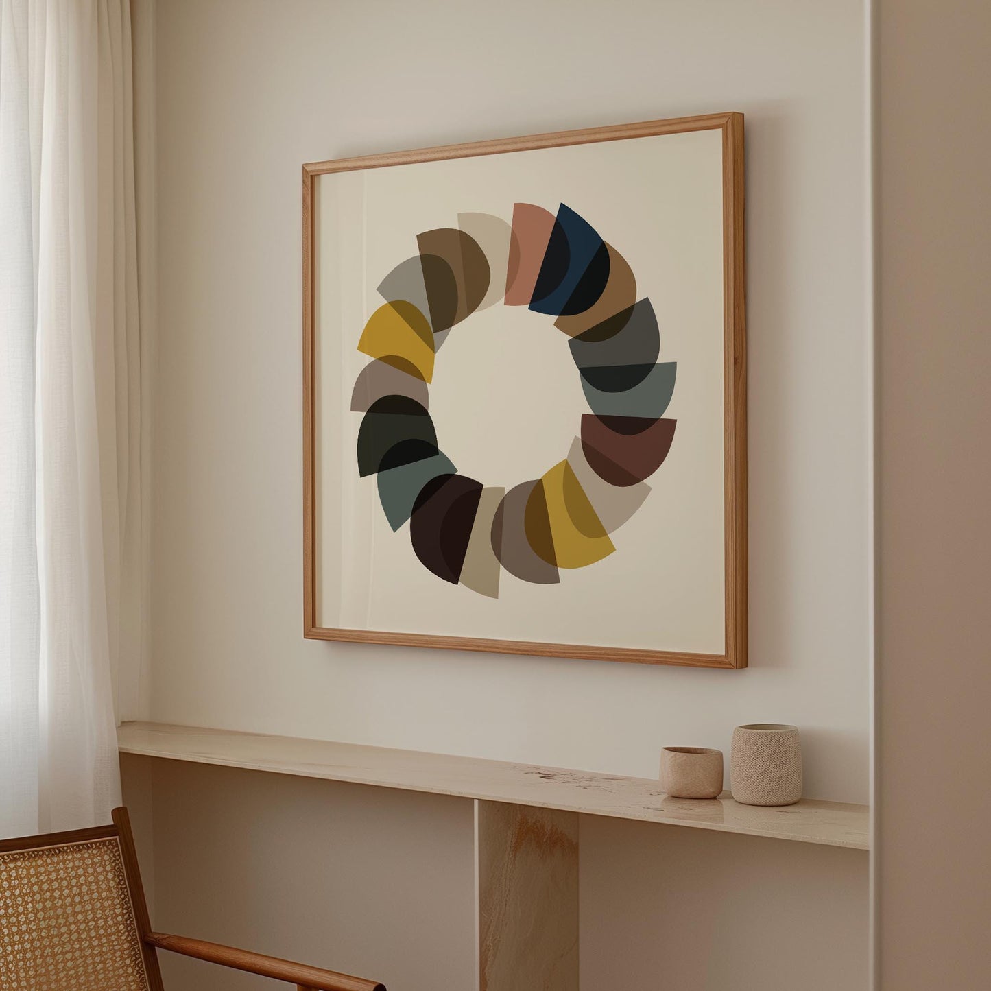 Mid Century Modern Circle Print - Square Wall Art