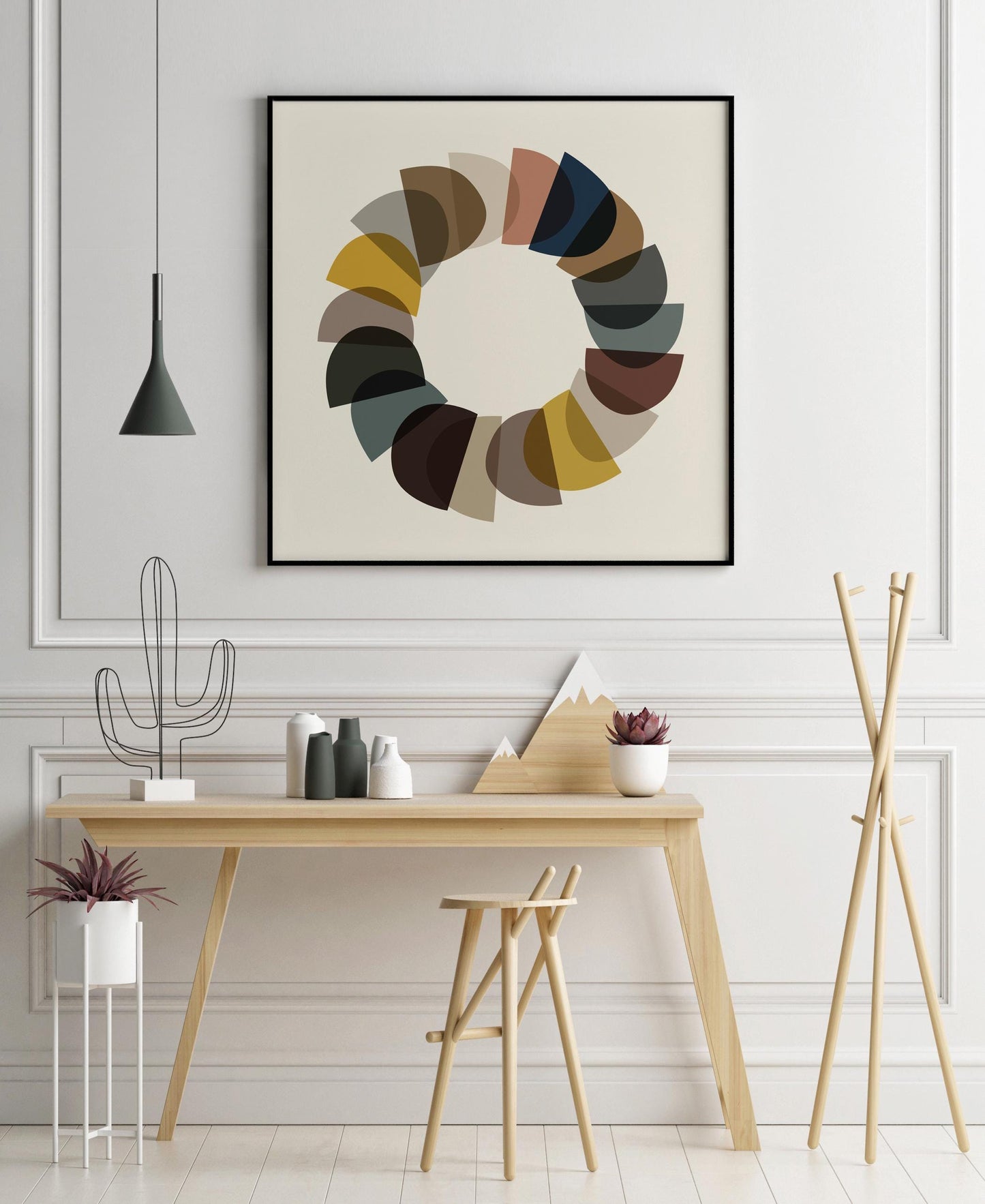 Mid Century Modern Circle Print - Square Wall Art