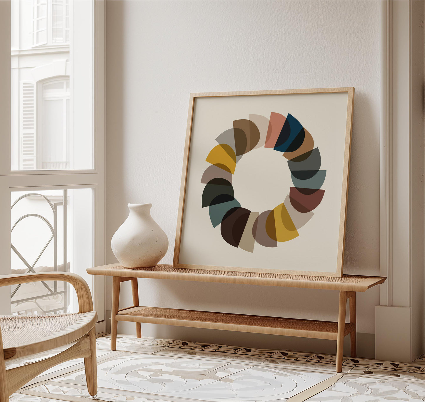 Mid Century Modern Circle Print - Square Wall Art