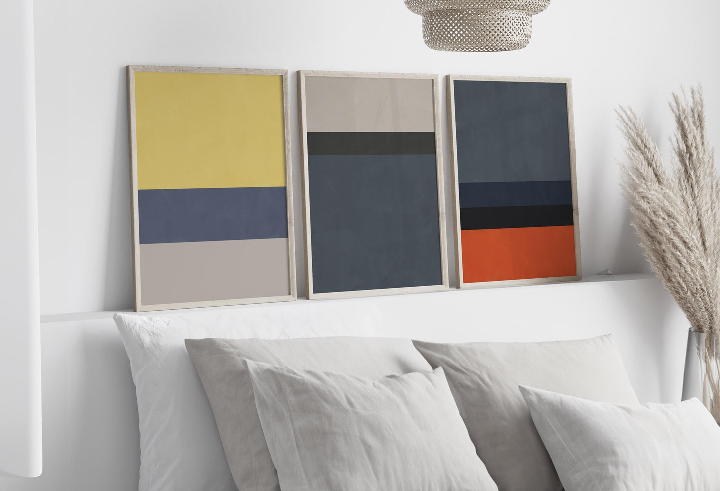 Set of 3 Color Block Abstract Prints - Colorful Modern Minimalist Decor