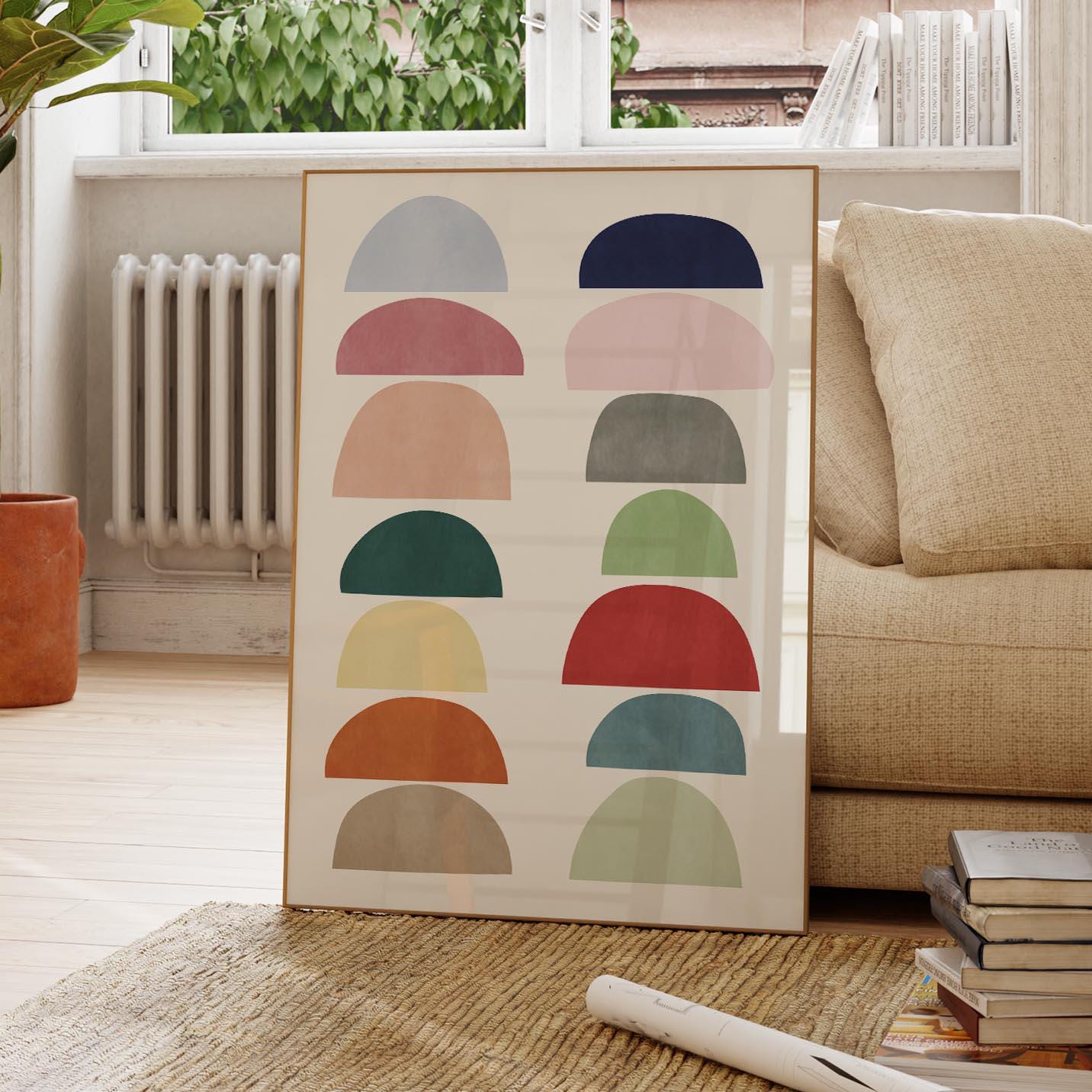 Colorful Mid Century Abstract Shapes Print - Retro Wall Art