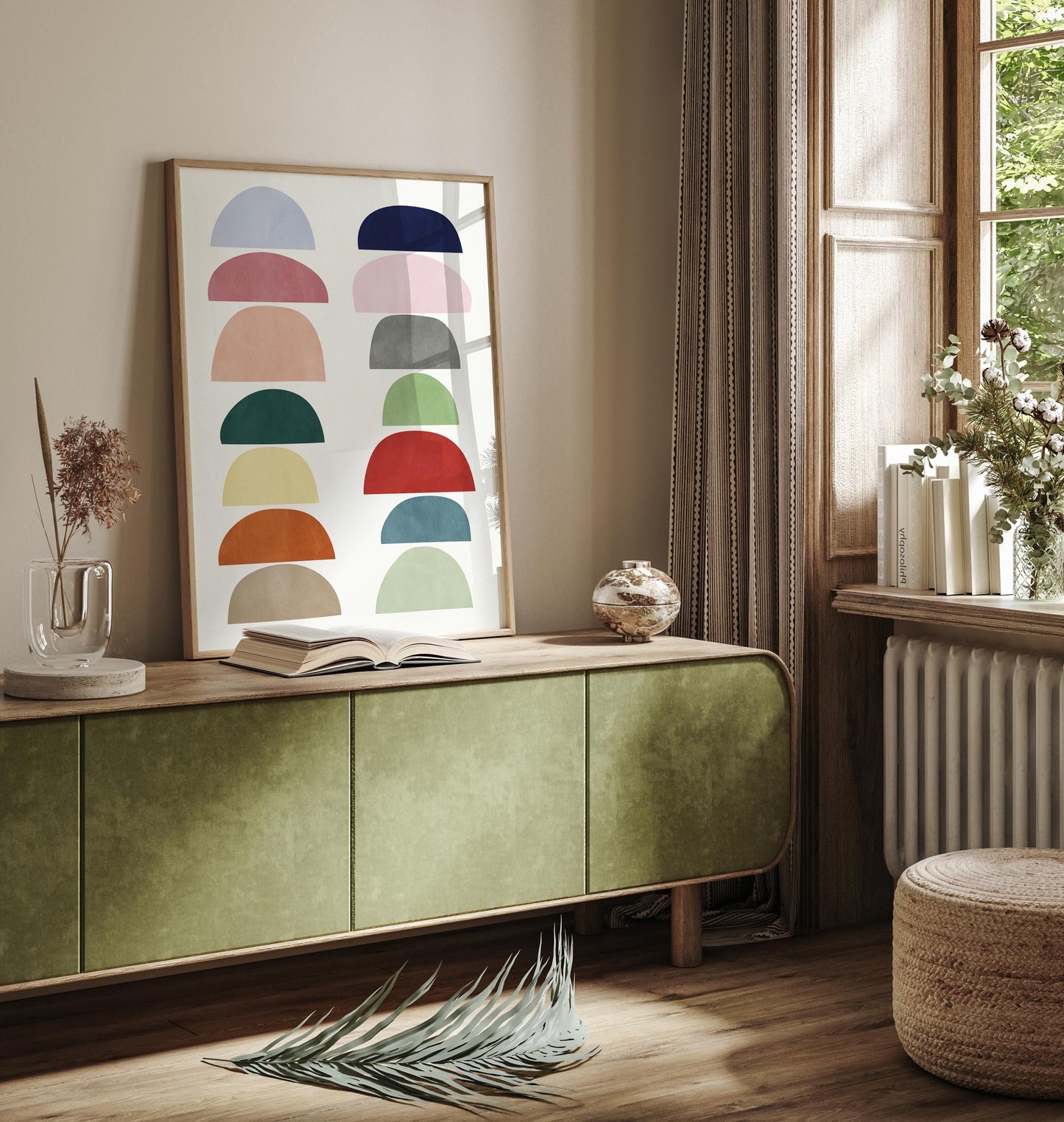 Colorful Mid Century Abstract Shapes Print - Retro Wall Art