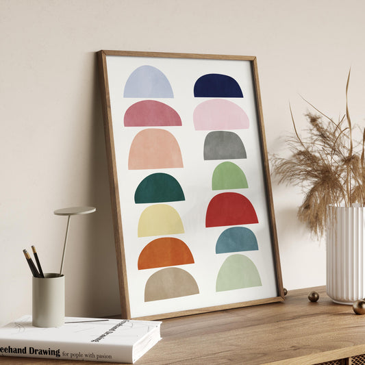 Colorful Mid Century Abstract Shapes Print - Retro Wall Art