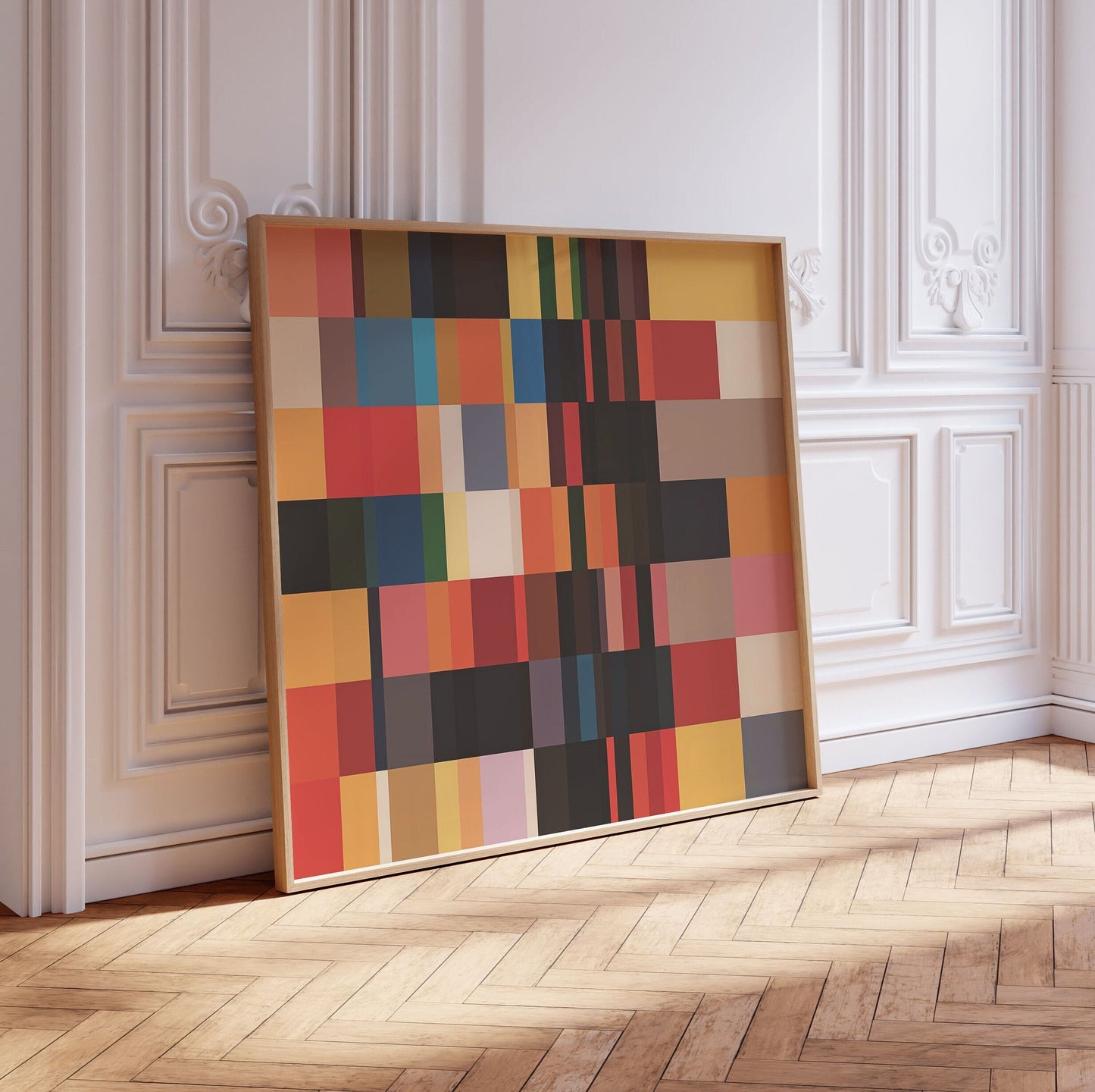 Color Block Square Art Print: Bold Boho Wall Decor