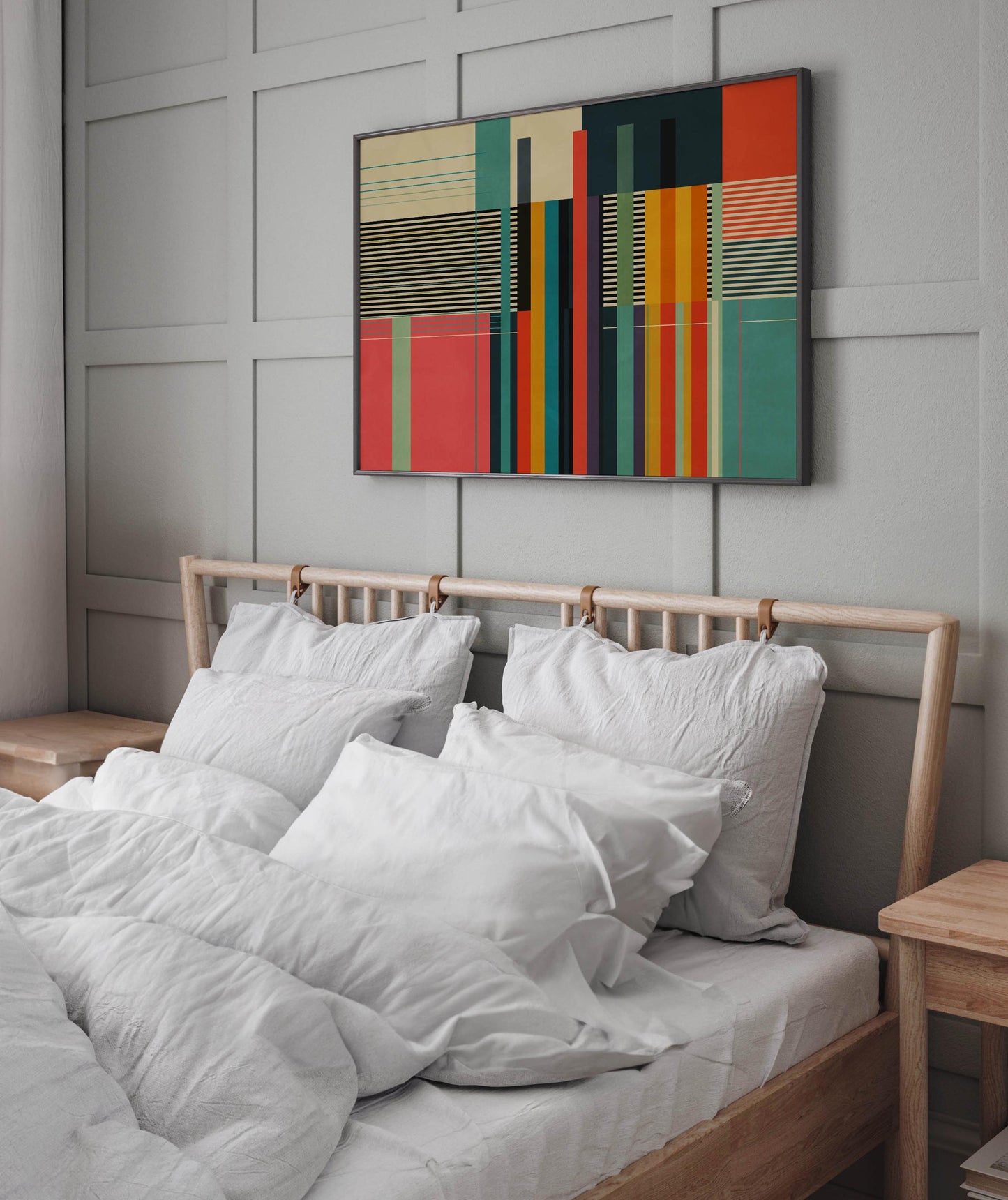 Colorful Geometric Stripes Wall Art - Modern Abstract Print