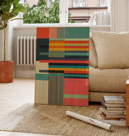Colorful Geometric Stripes Wall Art - Modern Abstract Print