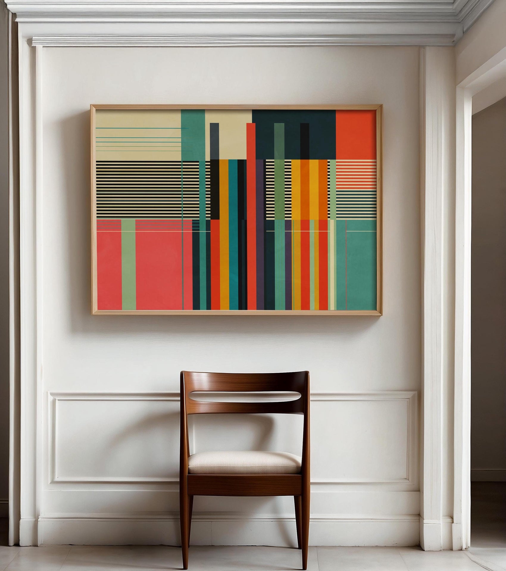 Colorful Geometric Stripes Wall Art - Modern Abstract Print