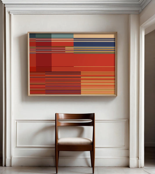 Red Striped Modern Wall Art Print - Bold Abstract Decor