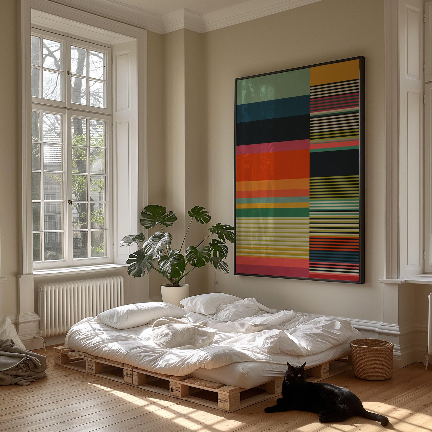 Funky Colorful Stripe Art Print - Maximalist Decor