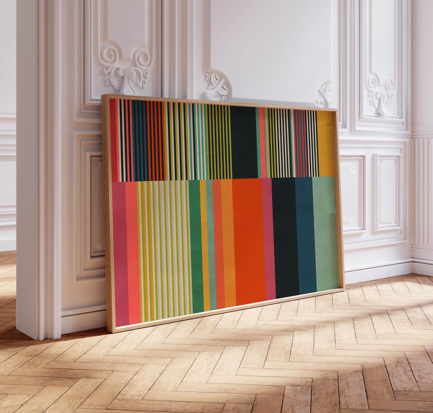 Funky Colorful Stripe Art Print - Maximalist Decor