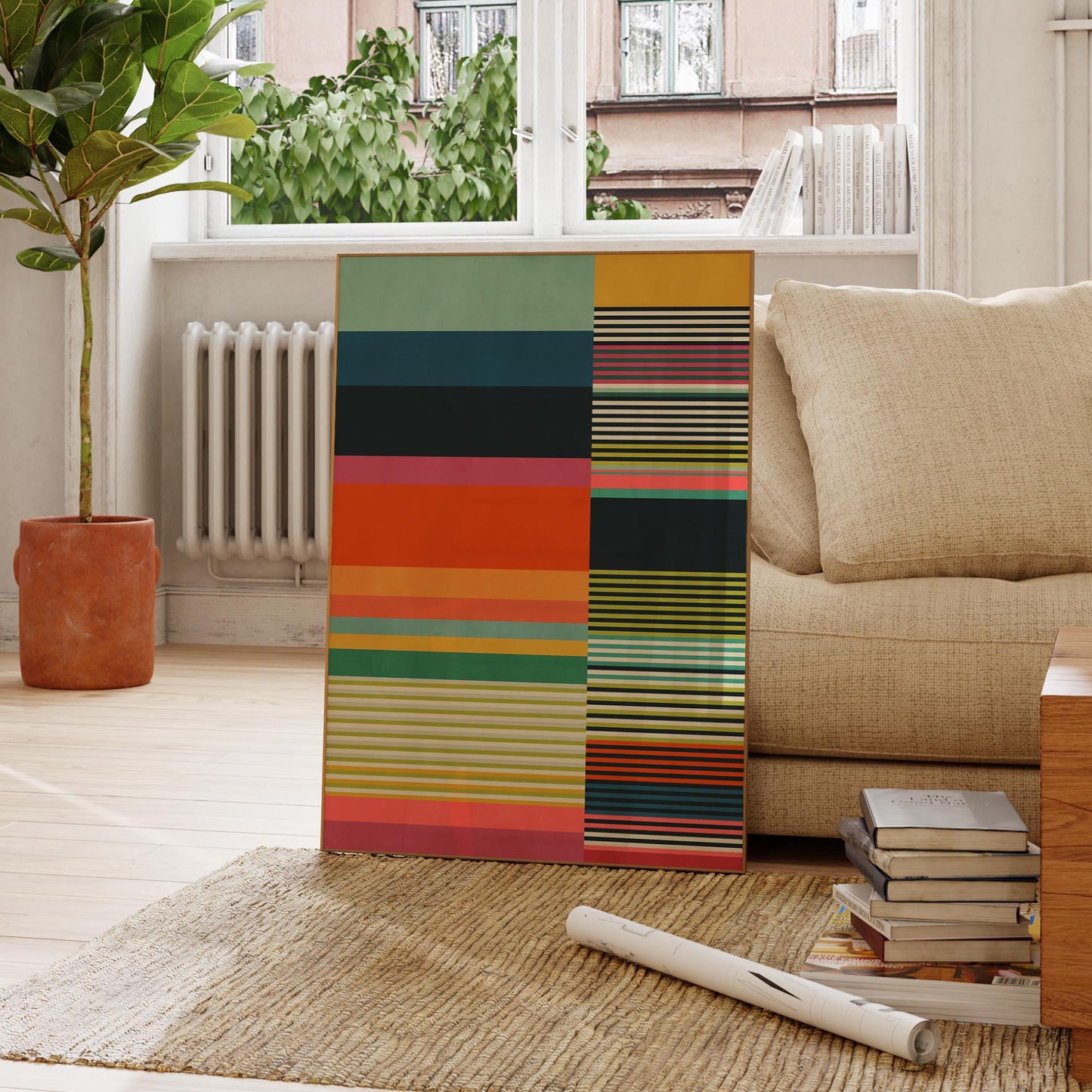 Funky Colorful Stripe Art Print - Maximalist Decor