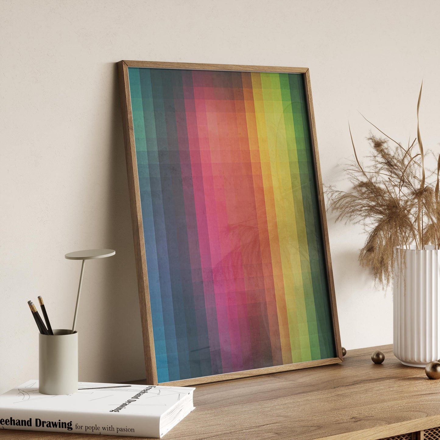 Cool Rainbow Pixel Abstract Art Print