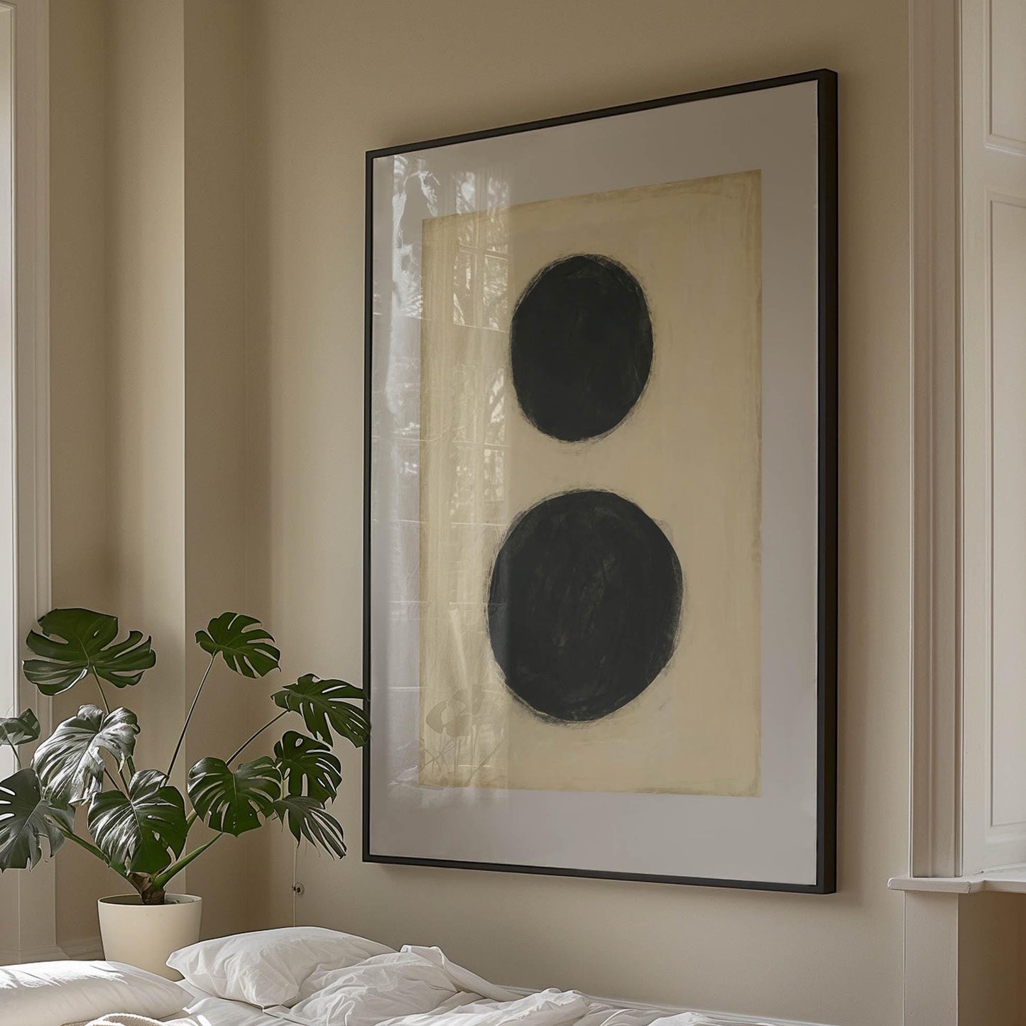Set of 3 Modern Geometric Painting Art Prints - Green, Yellow and Black Artwork