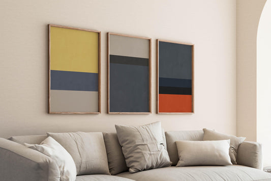 Set of 3 Color Block Abstract Prints - Colorful Modern Minimalist Decor