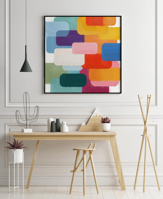 Bright Colorful Abstract Art - Geometric Square