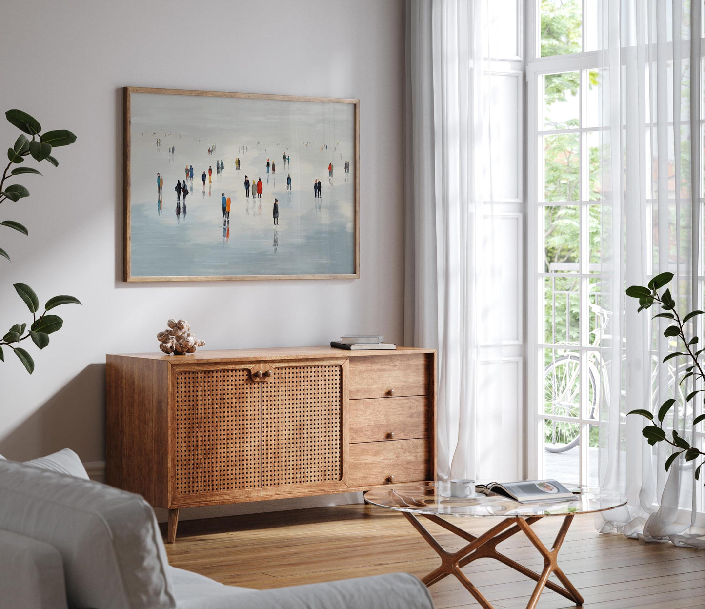 Minimalist Abstract Painting of Beach Strollers - Modern Art Print