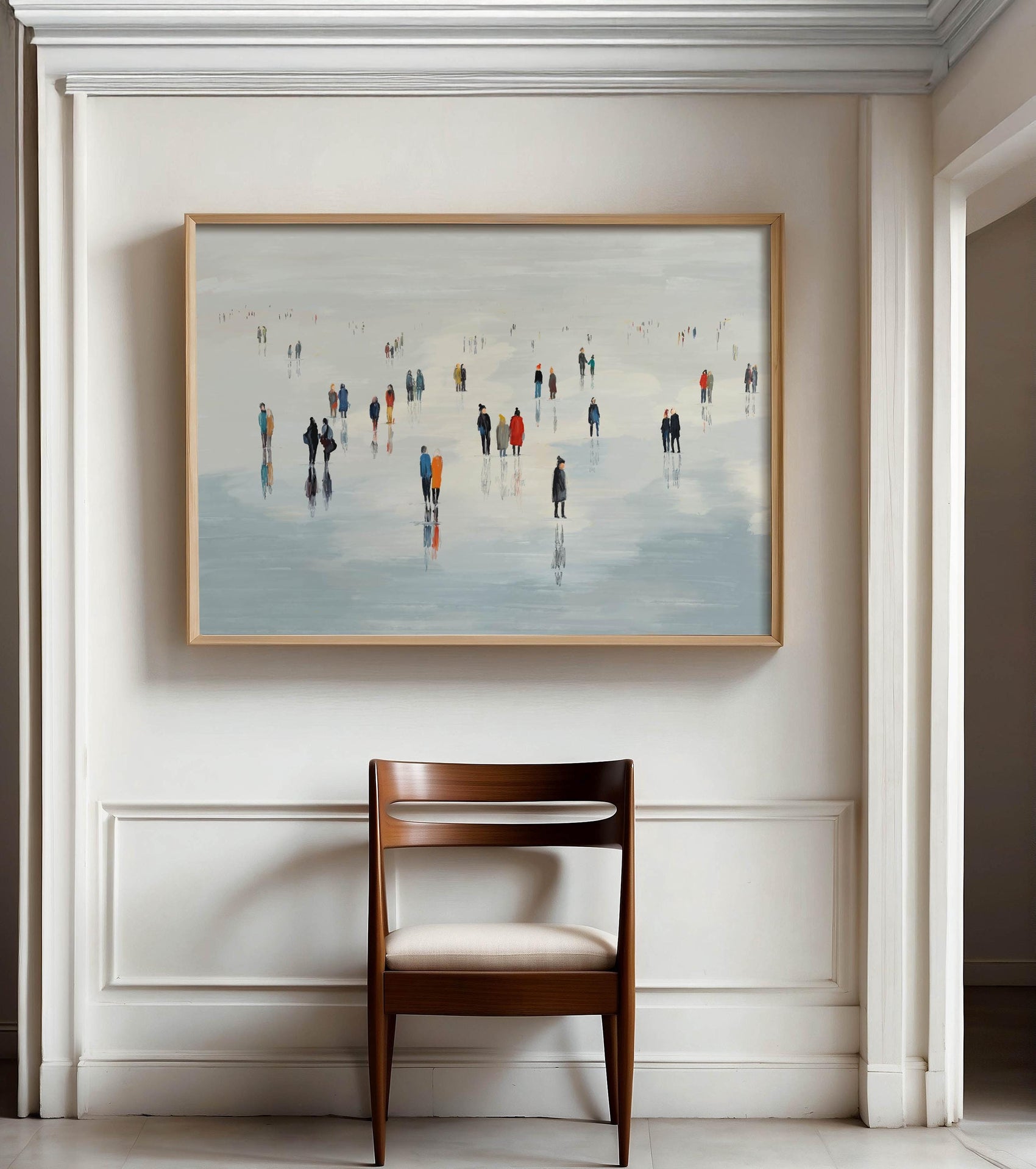 Minimalist Abstract Painting of Beach Strollers - Modern Art Print