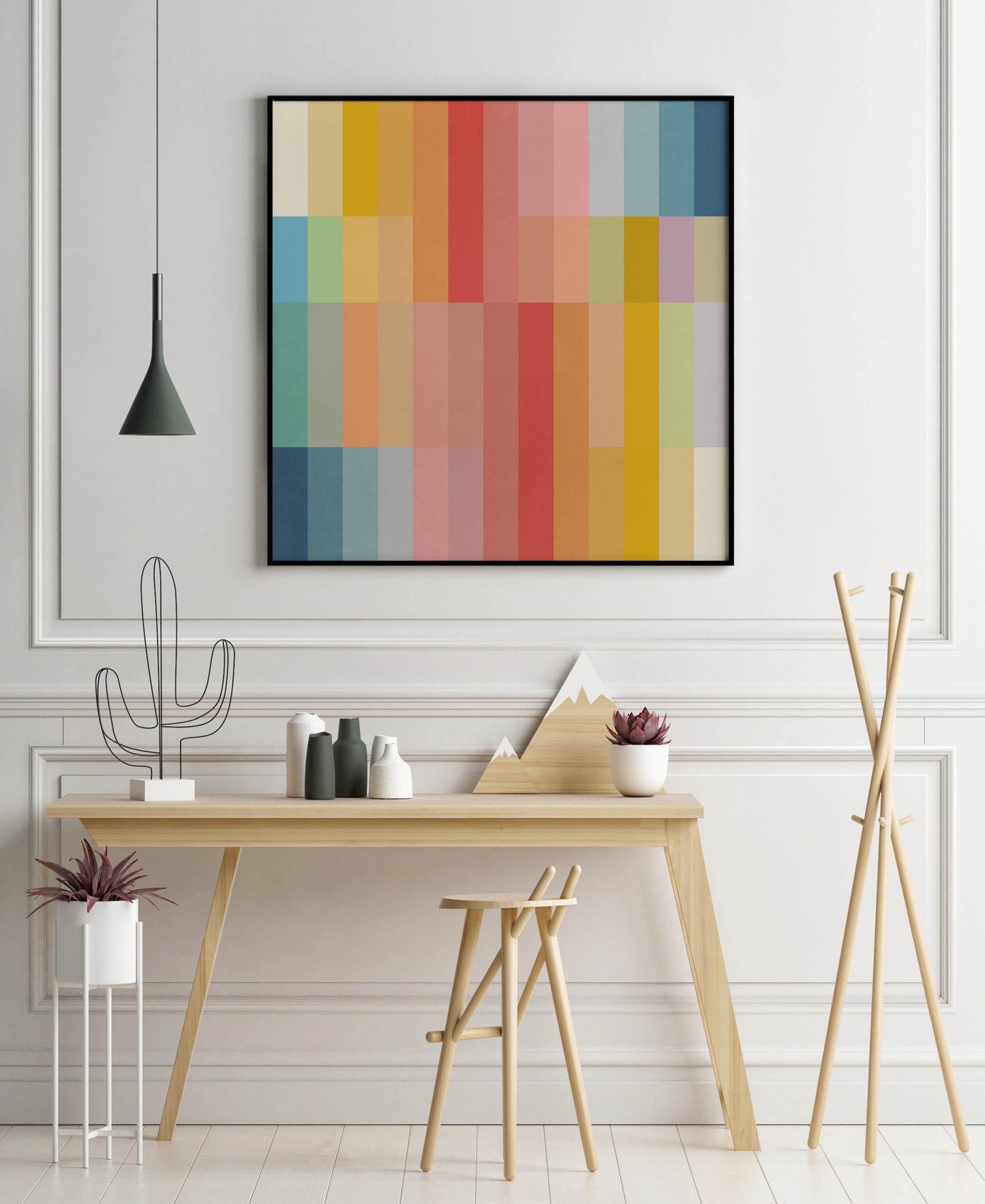 Cute Boho Color Block Square Print - Bedroom Wall Art