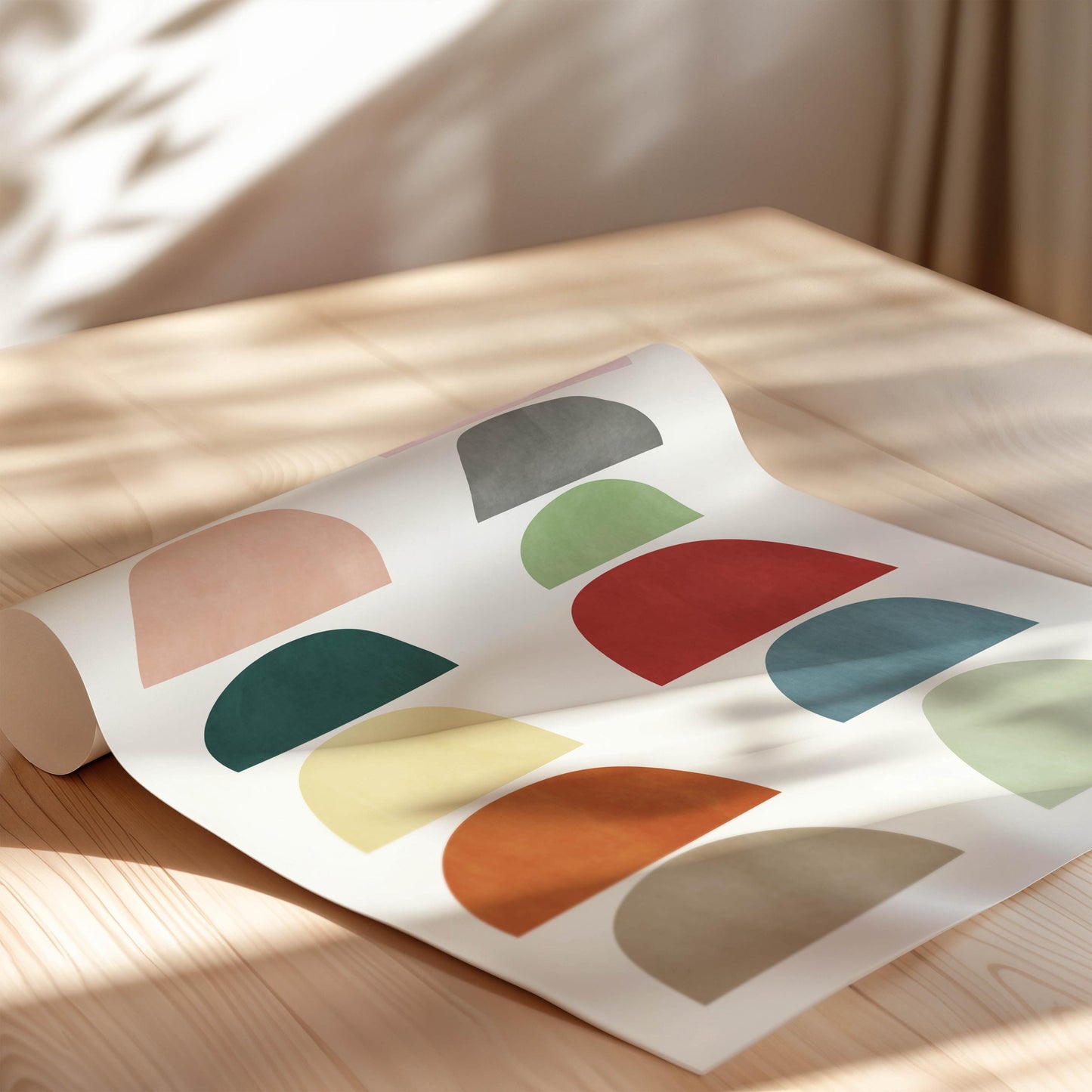 Colorful Mid Century Abstract Shapes Print - Retro Wall Art