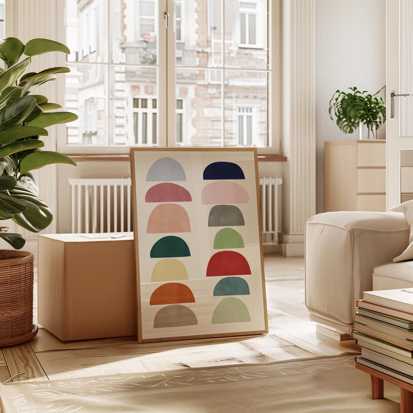 Colorful Mid Century Abstract Shapes Print - Retro Wall Art