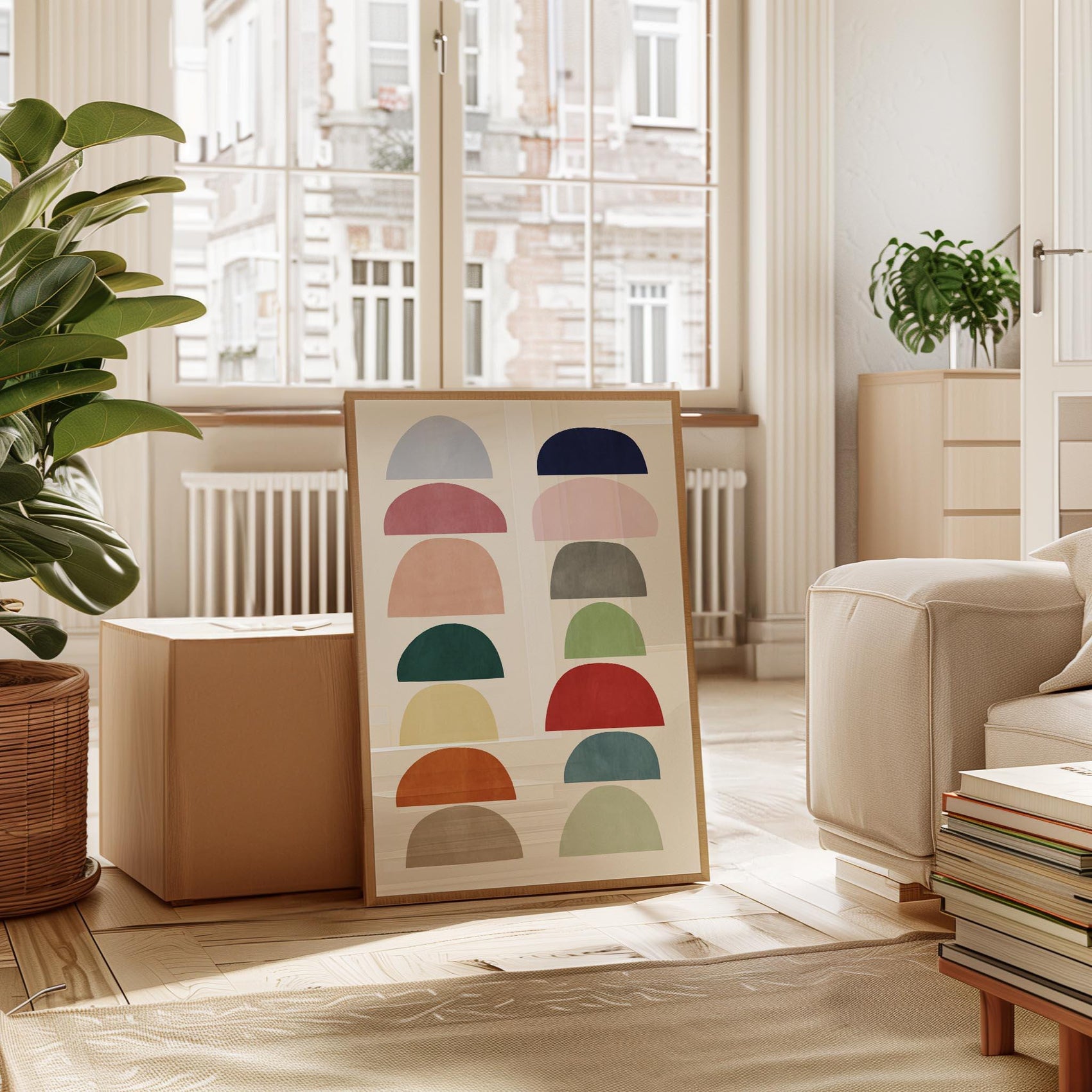 Colorful Mid Century Abstract Shapes Print - Retro Wall Art