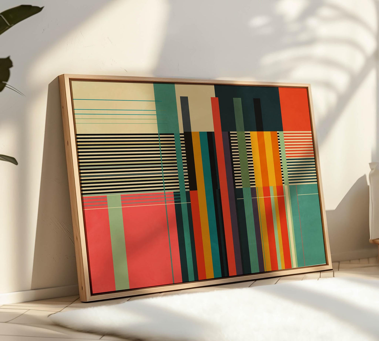 Colorful Geometric Stripes Wall Art - Modern Abstract Print