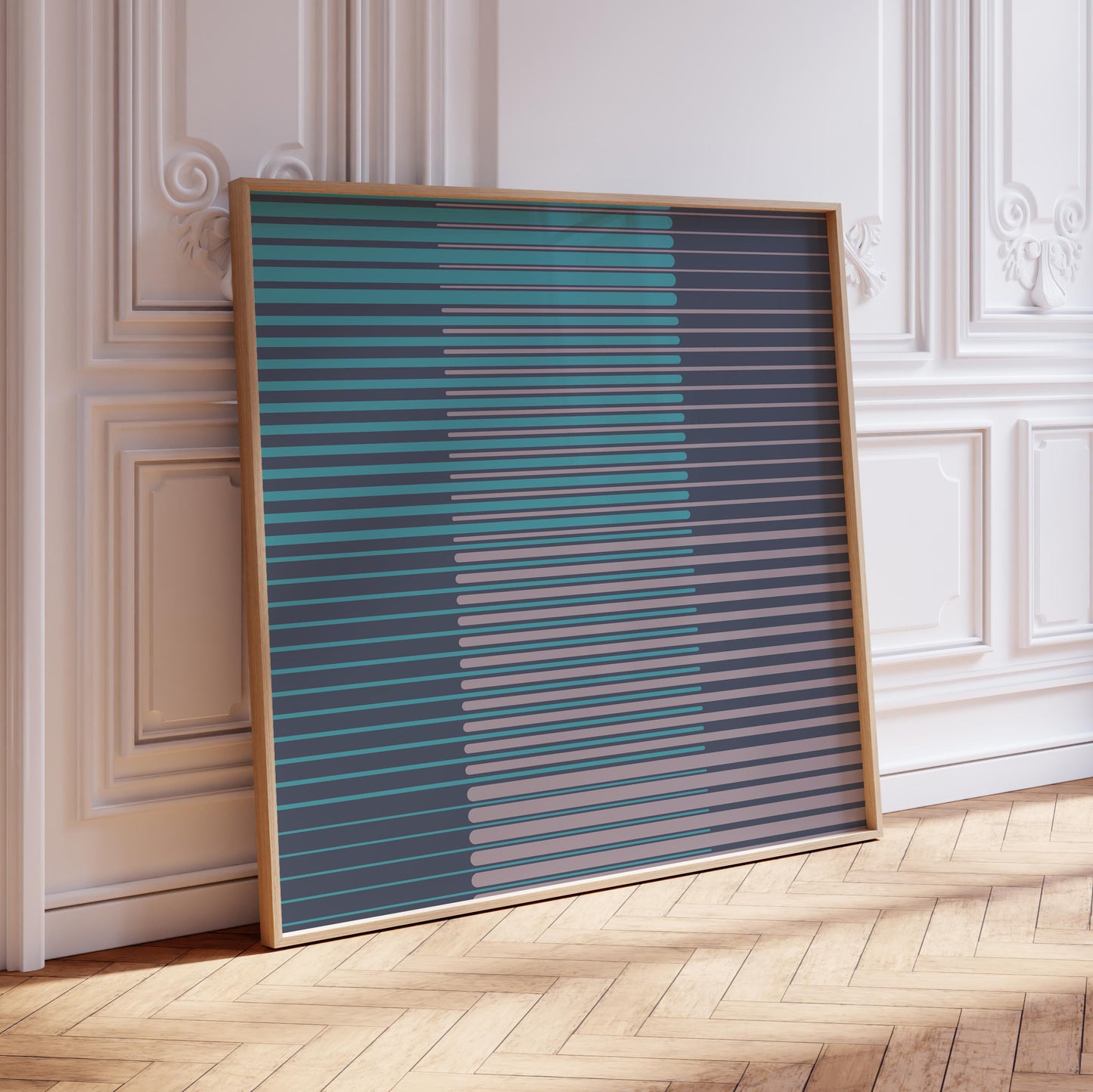 Set of 2 Blue and Pink Line Art Prints - Square Abstract Art