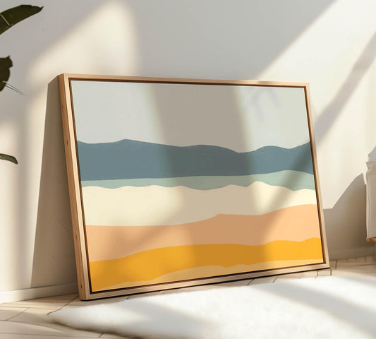 Abstract Beach Landscape Painting - Modern Seascape Art