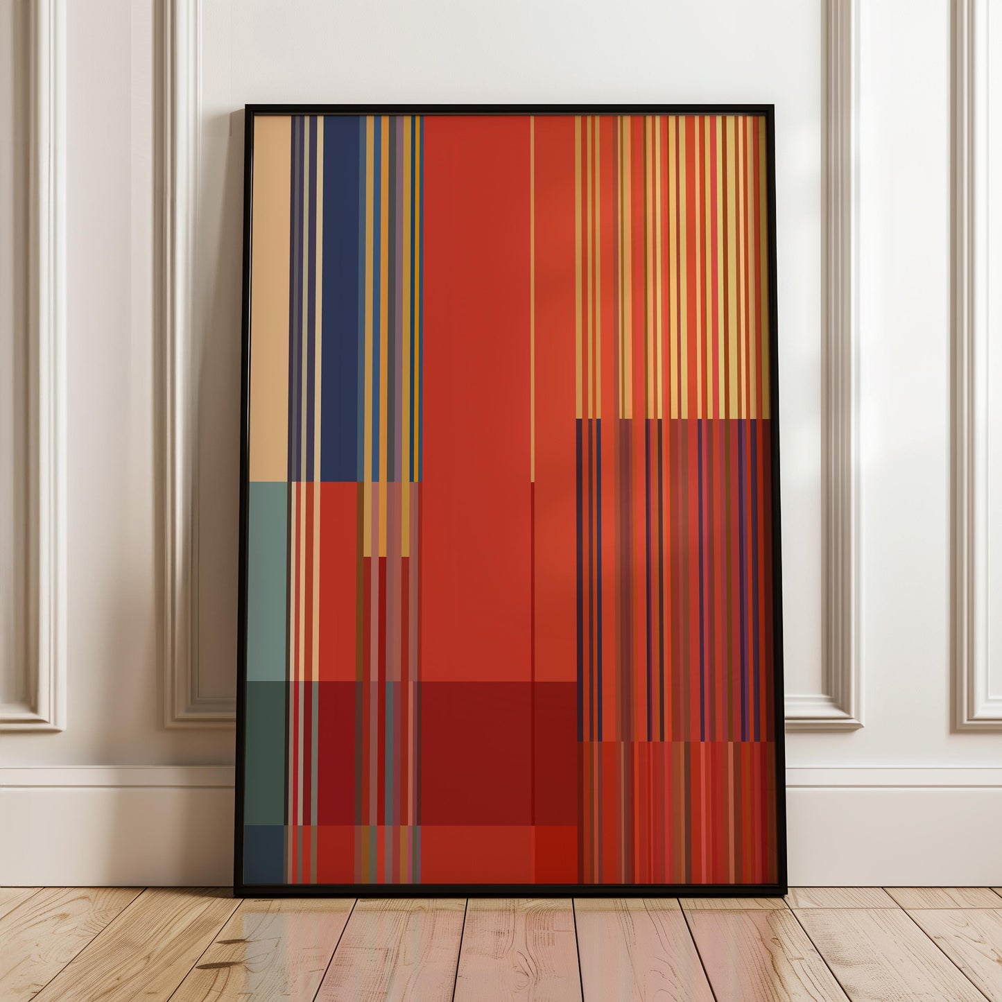 Red Striped Modern Wall Art Print - Bold Abstract Decor
