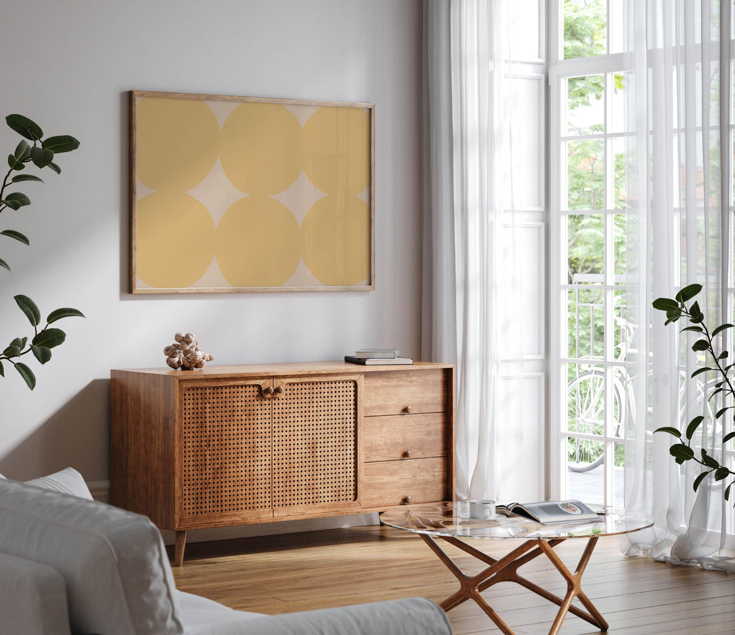 Soft Yellow Abstract Circles Art - Pattern Prints