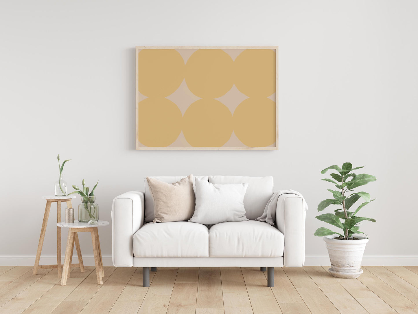Soft Yellow Abstract Circles Art - Pattern Prints