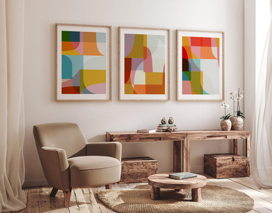 Set of 3 Bright Abstract Art Prints