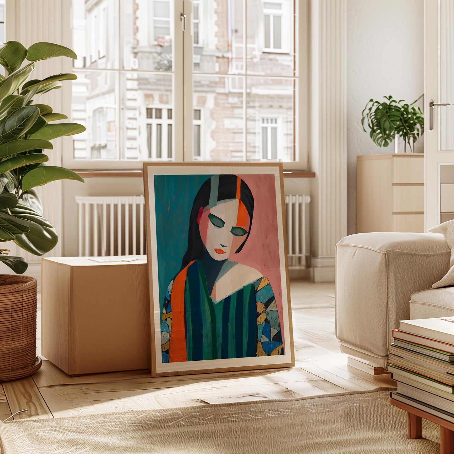 Abstract Woman with Floral Sleeves Art Print