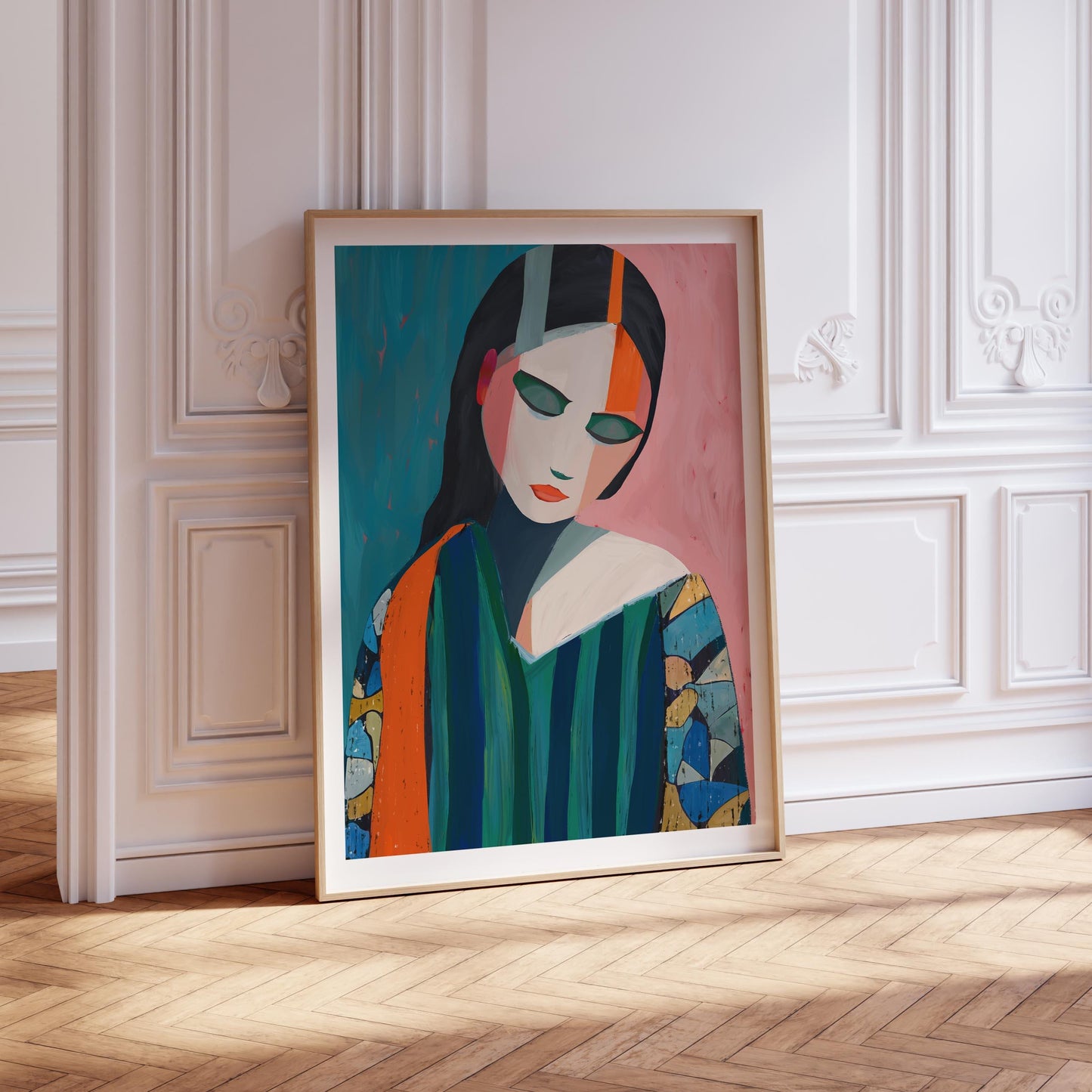 Abstract Woman with Floral Sleeves Art Print