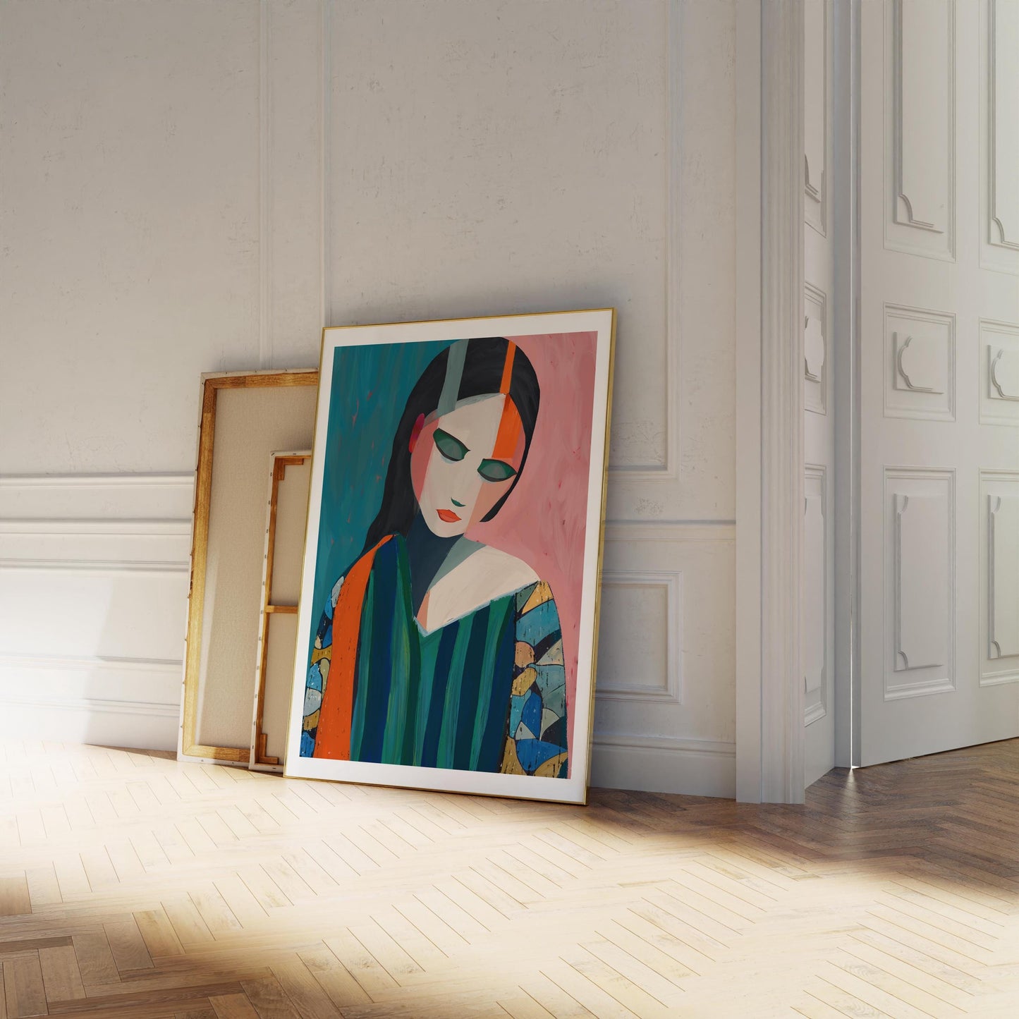 Abstract Woman with Floral Sleeves Art Print
