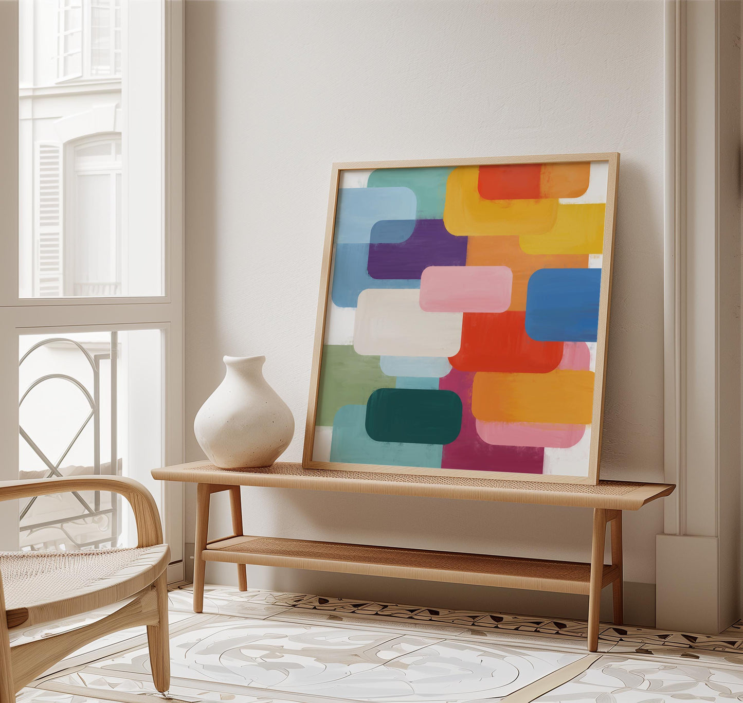 Bright Colorful Abstract Art - Geometric Square