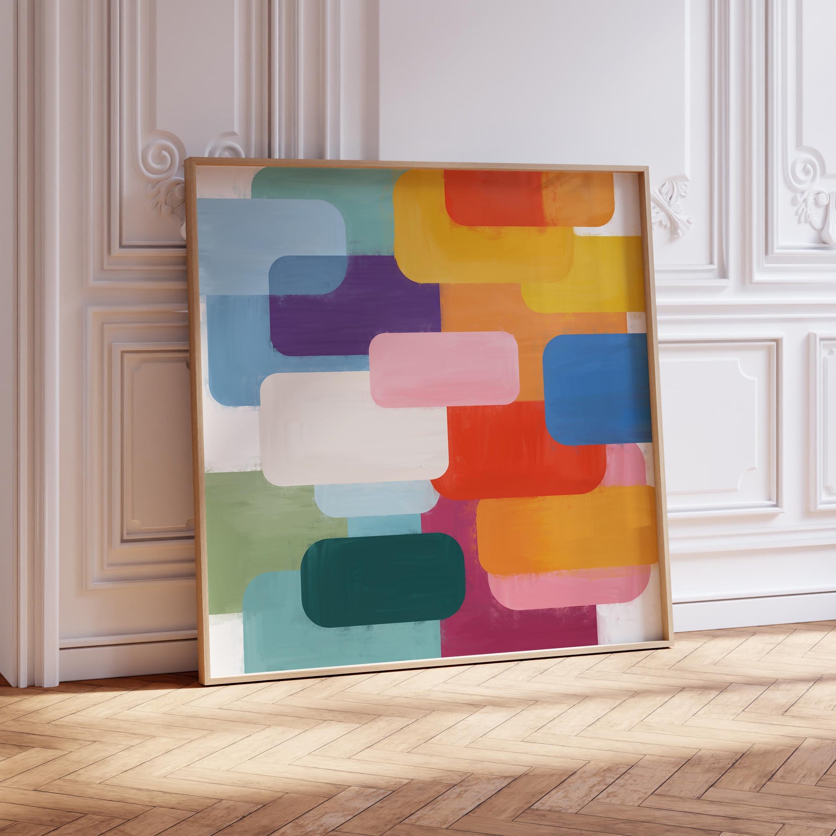 Bright Colorful Abstract Art - Geometric Square