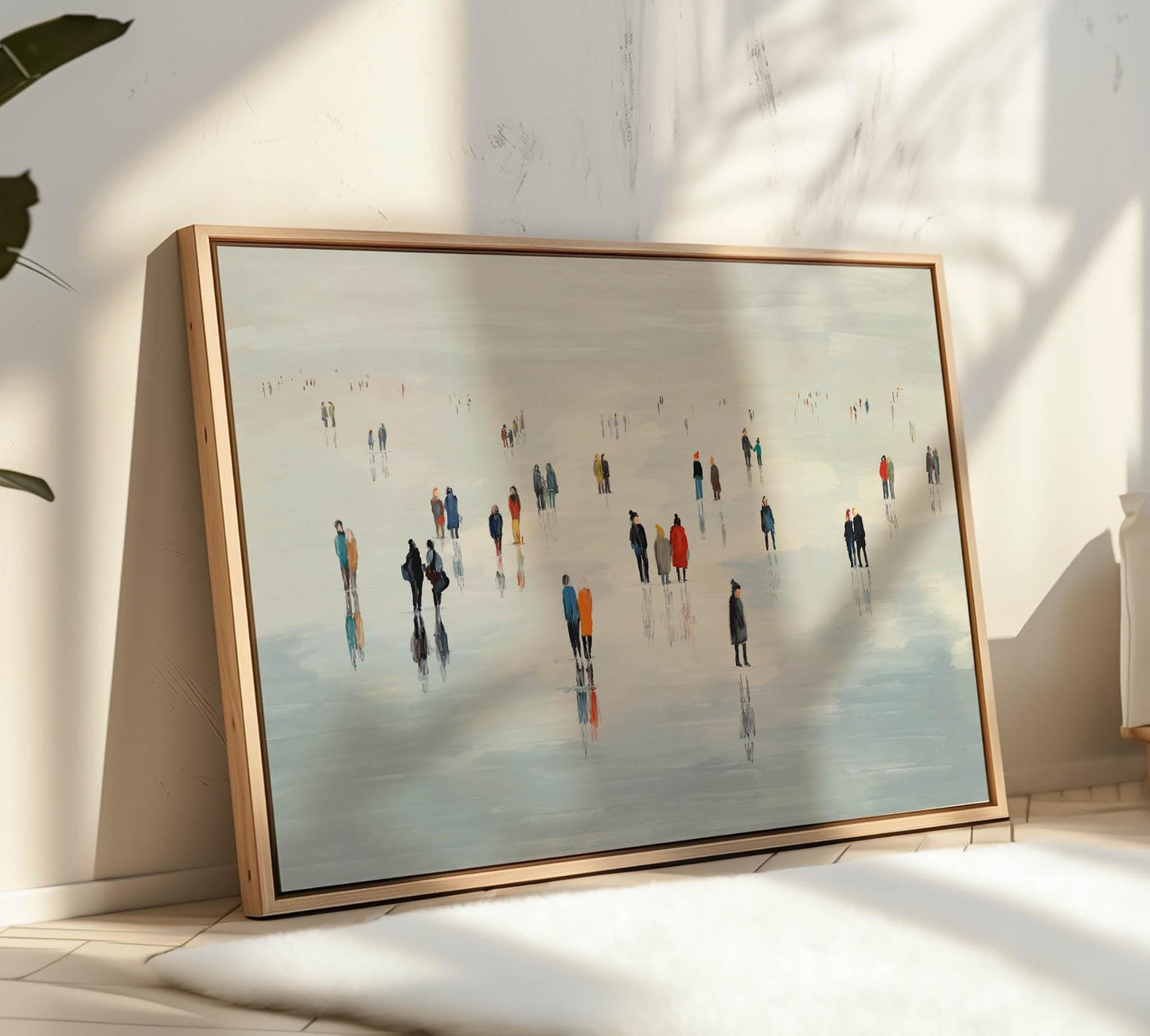 Minimalist Abstract Painting of Beach Strollers - Modern Art Print