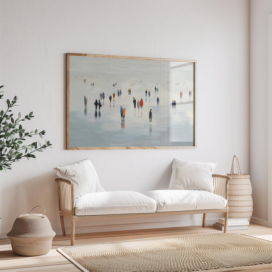 Minimalist Abstract Painting of Beach Strollers - Modern Art Print