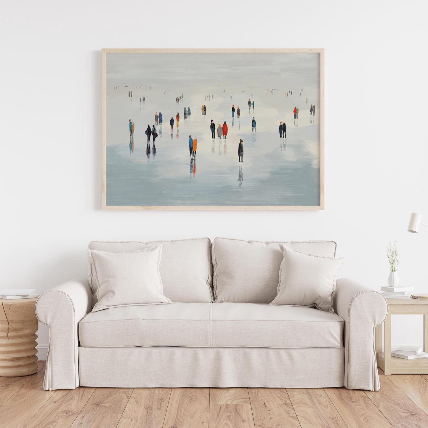 Minimalist Abstract Painting of Beach Strollers - Modern Art Print