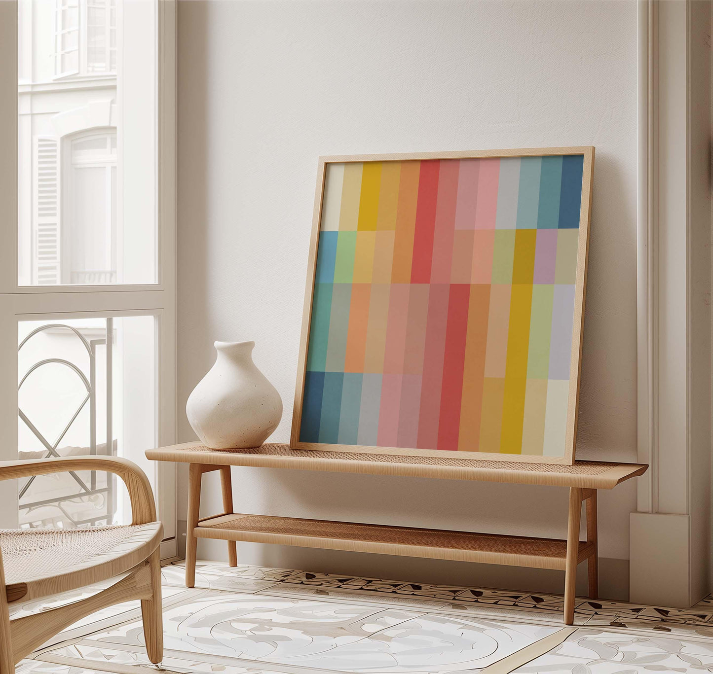 Cute Boho Color Block Square Print - Bedroom Wall Art