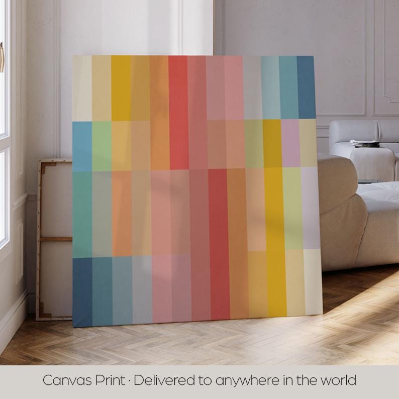 Cute Boho Color Block Square Print - Bedroom Wall Art