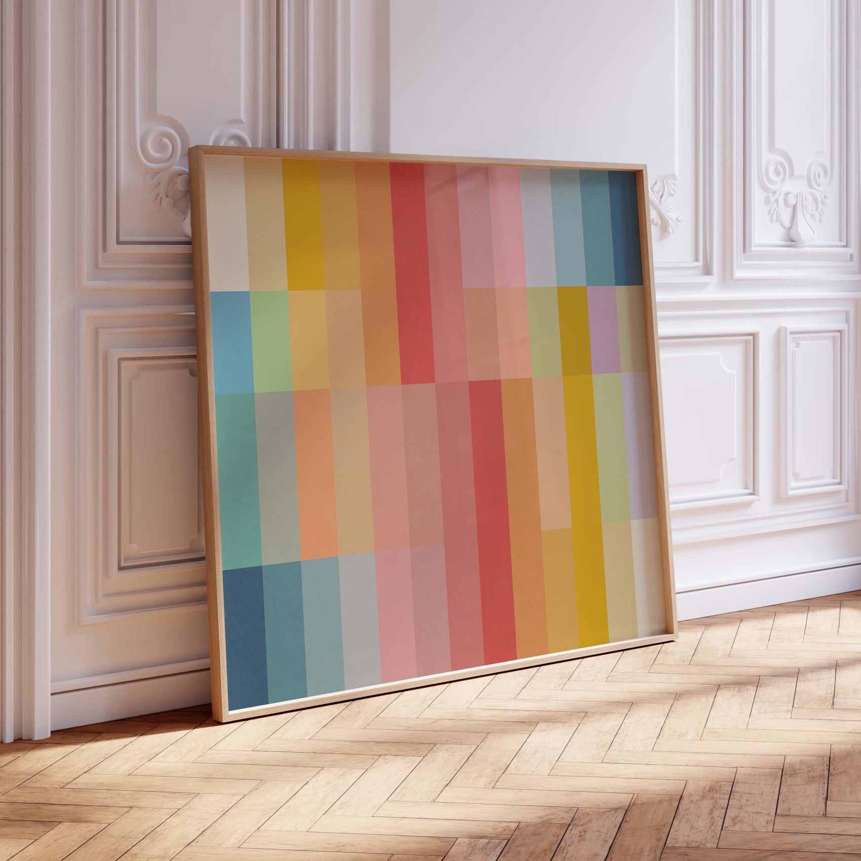 Cute Boho Color Block Square Print - Bedroom Wall Art
