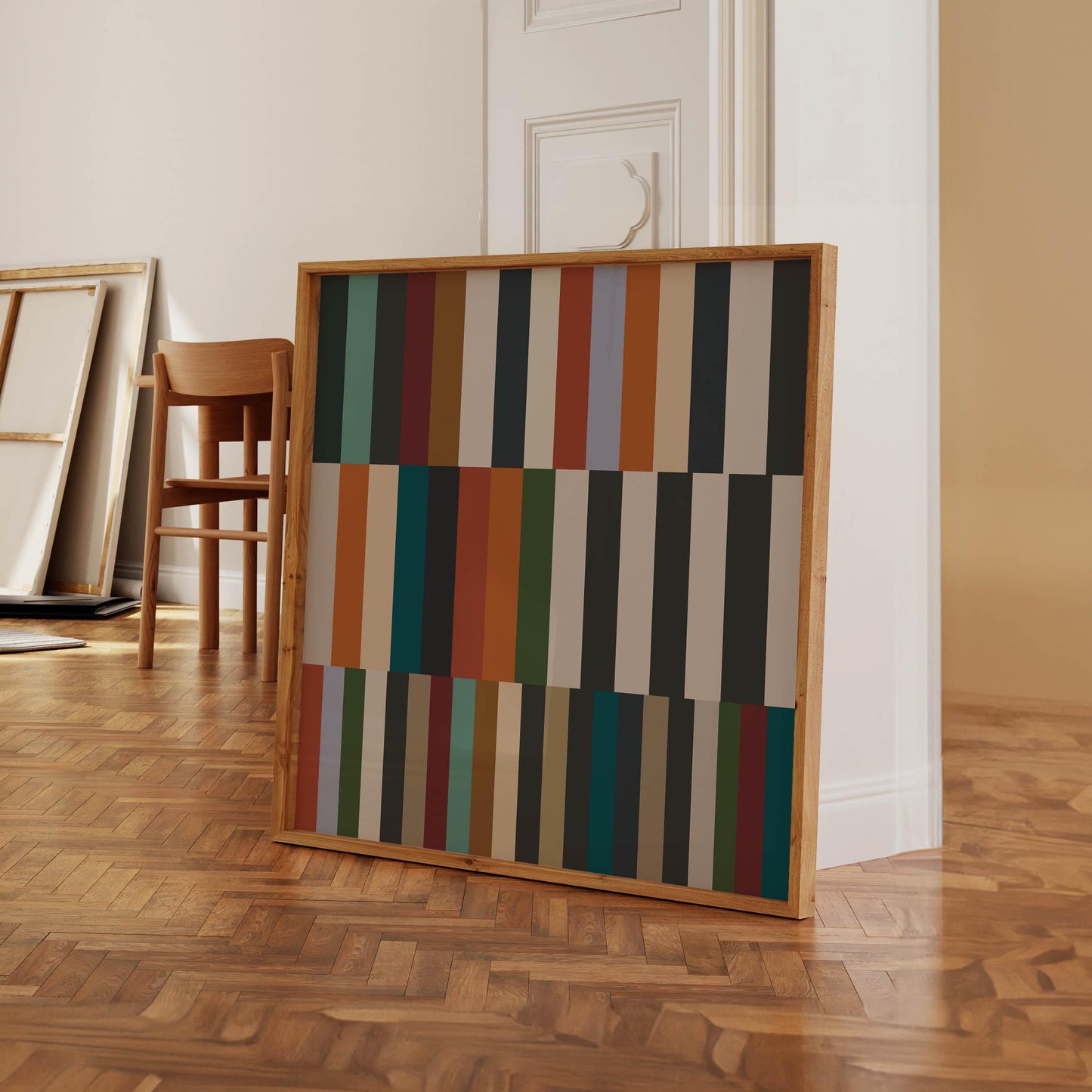 Bold Colorful Striped Geometric Print - Large Square Art