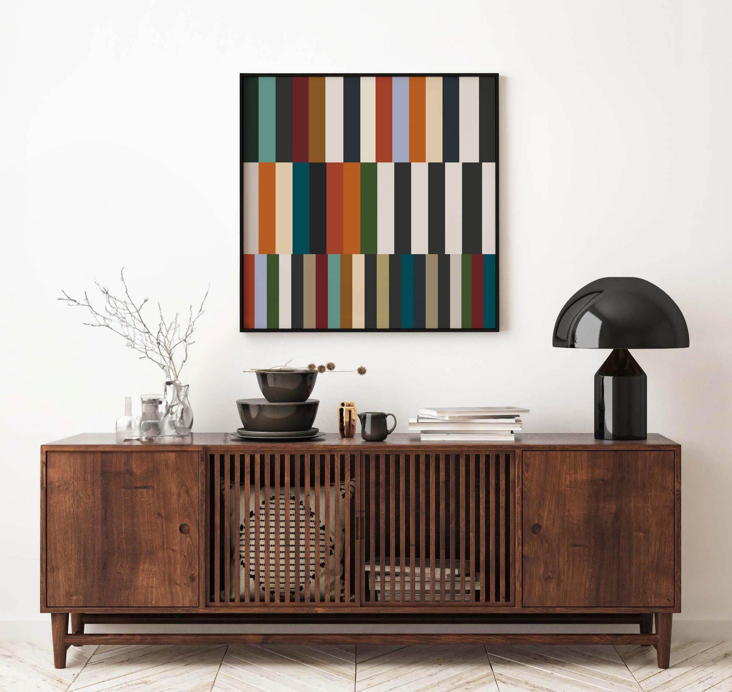 Bold Colorful Striped Geometric Print - Large Square Art