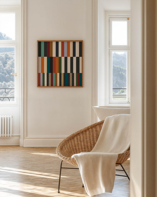 Bold Colorful Striped Geometric Print - Large Square Art