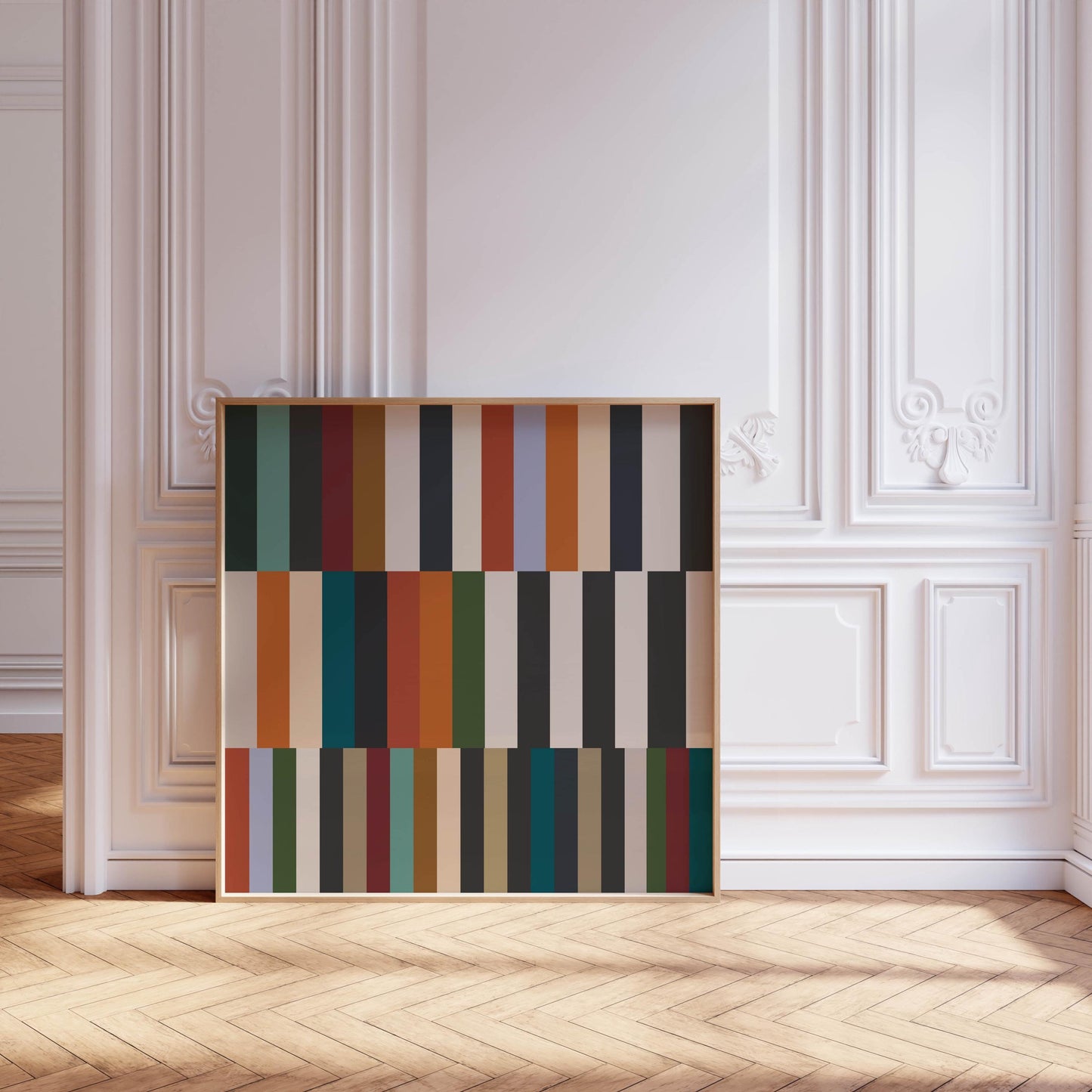 Bold Colorful Striped Geometric Print - Large Square Art